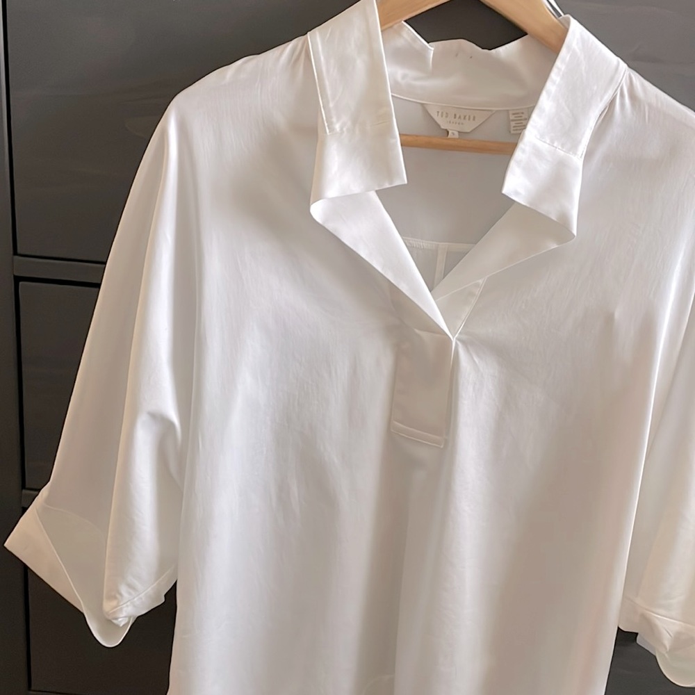 Ted Baker Avereye boxy white blouse with cufflinks
